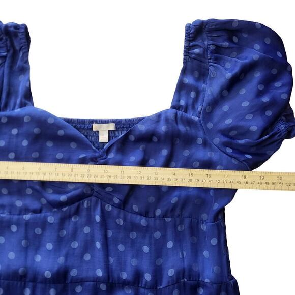 GIANNI BINI Polka Dot Short Sleeve Ruched Satin Midi Dress XL - Picture 11 of 12